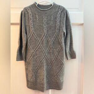 Kid's Amy Byer Gray Long Sleeve Cable Knit Sweater Dress, size S, 7/8.